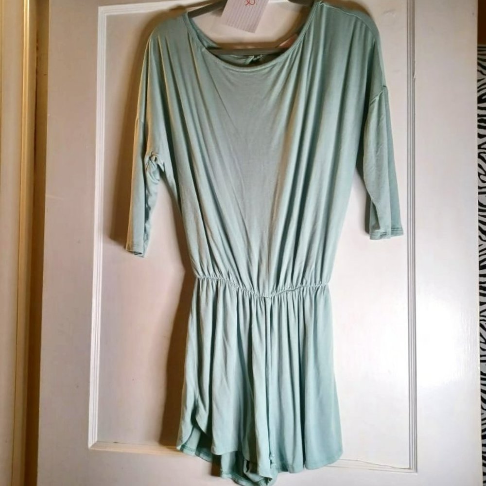 Pink Lily Short Romper.  Small .  Sage Green Color